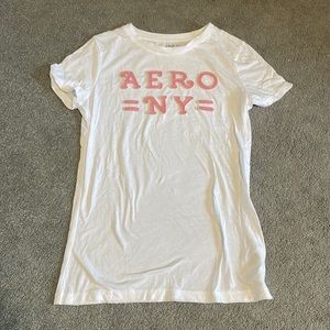 Aeropostale•Large• White with pink logo tee